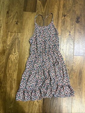 Pins & Needles Black Floral Mini Dress with Pink Flowers